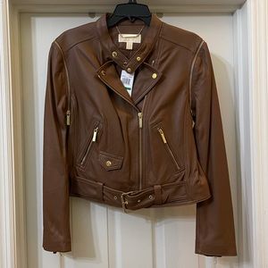 BRAND NEW MICHAEL KORS Leather Motto Jacket